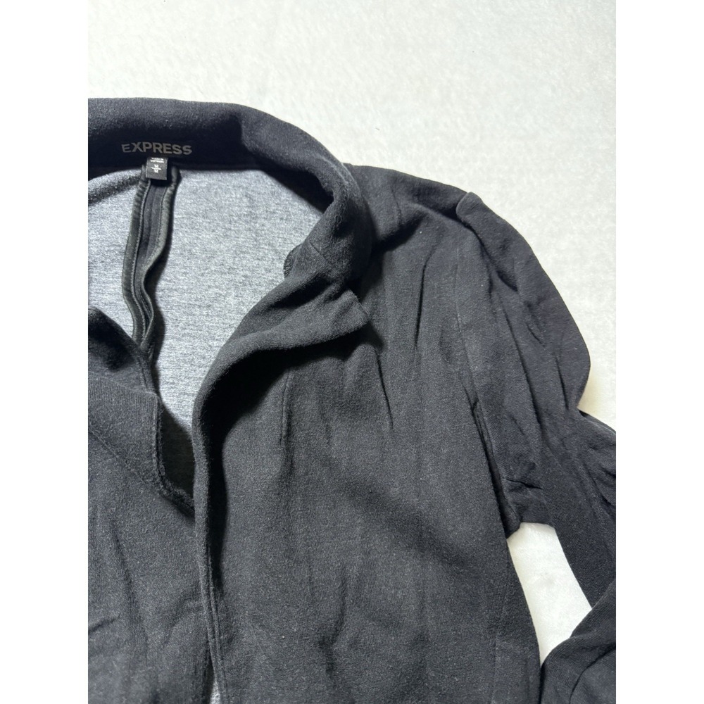Express Women's Black Open Front Knit Blazer Jacket Size Medium Career - Picture 4 of 9